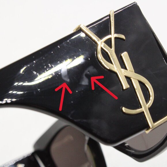 Pre-Owned Saint Laurent SLM119 Blaze Oversized Cat Eye Sunglasses in Black/Gold - Picture 11 of 12